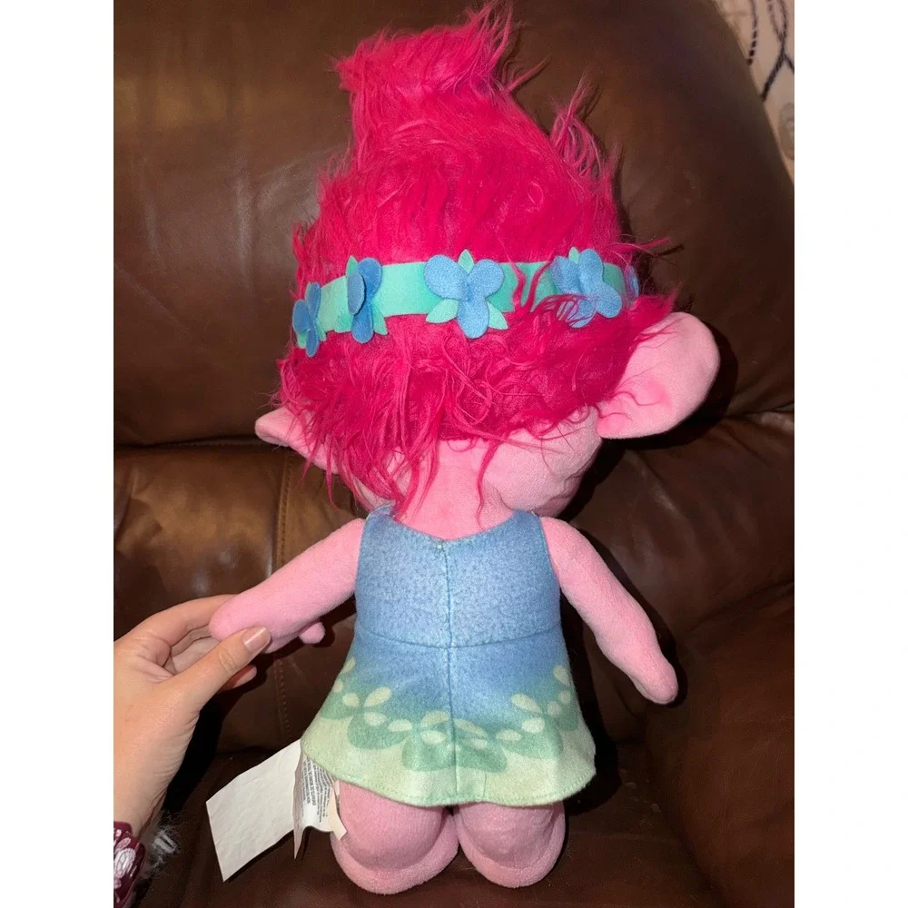 DreamWorks Trolls Poppy Plush Doll Pink Hair Blue Flower Headband Franco‎ Mfg